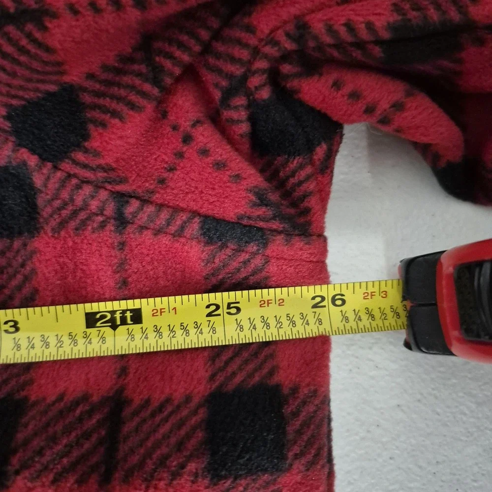 Eddie Bauer Shirt Mens Tall‎ XL Red Black Plaid Fleece Button Front Long Sleeve